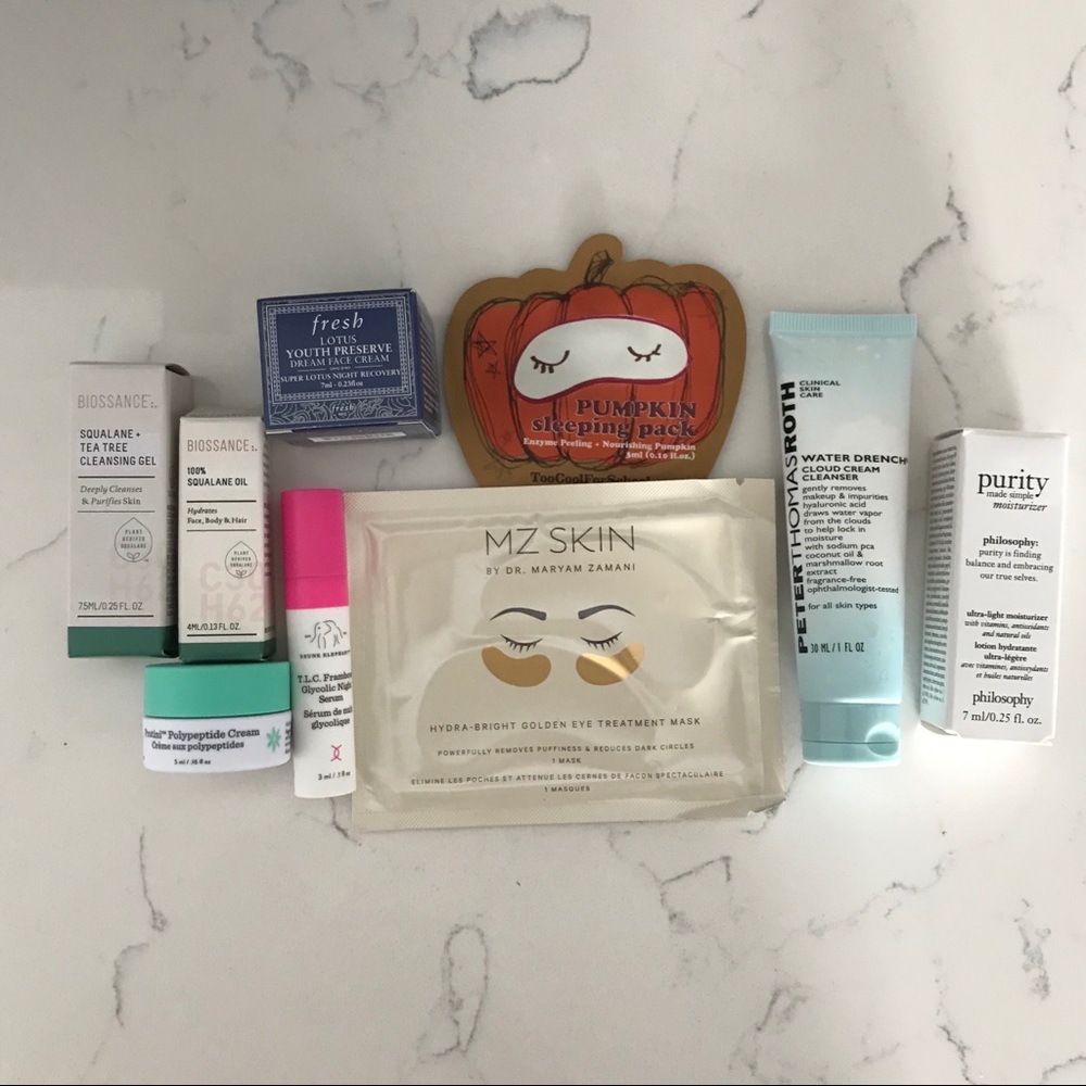 Skincare bundle with Biossance, Drunk Elephant etc